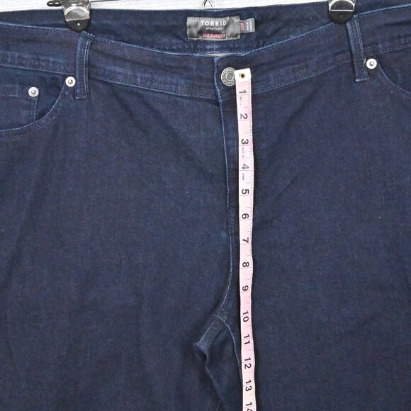 Torrid Super Stretch Luxe Slim Boot Stretch Flare Leg Dark Wash Blue Jeans 20R - Picture 15 of 16